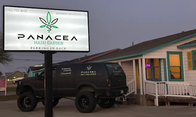 The PANACEA Hash Garden sign and storefront on Everhart Rd in Corpus Christi