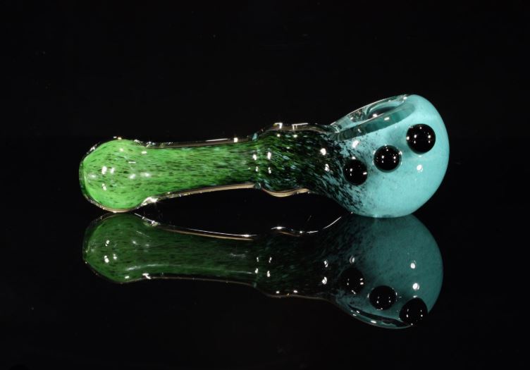 A hand-worked glass piece from the artisan glass selection at PANACEA Hash Garden